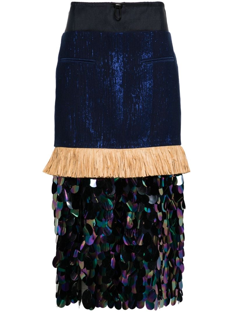 Blue Doing Too Much Midi Skirt