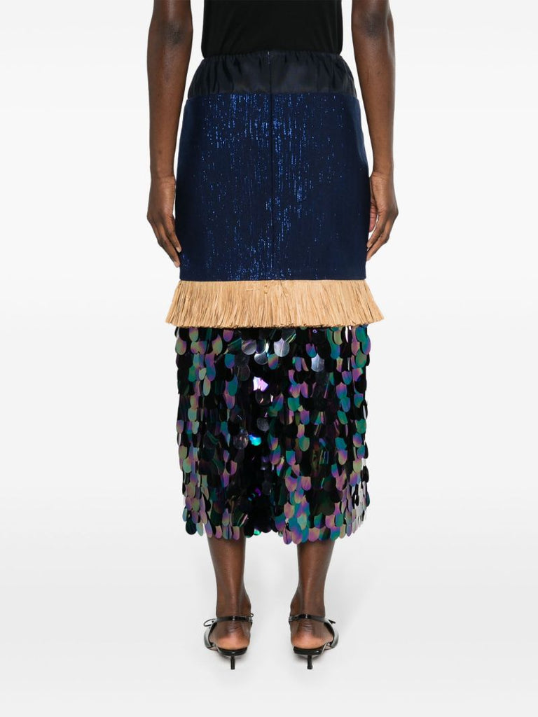 Blue Doing Too Much Midi Skirt