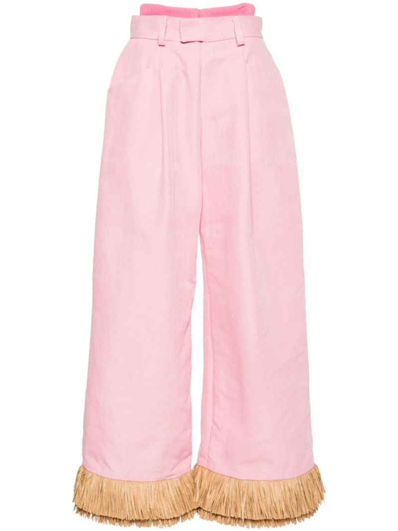 Pink Street Sweeper Fringed Palazzo Pants