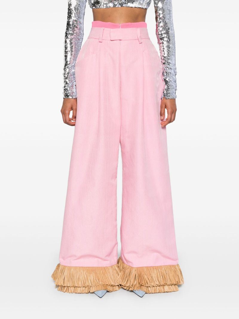 Pink Street Sweeper Fringed Palazzo Pants