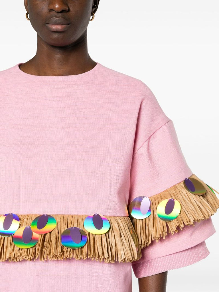 Pink Gambaga Kente Fringed T-shirt