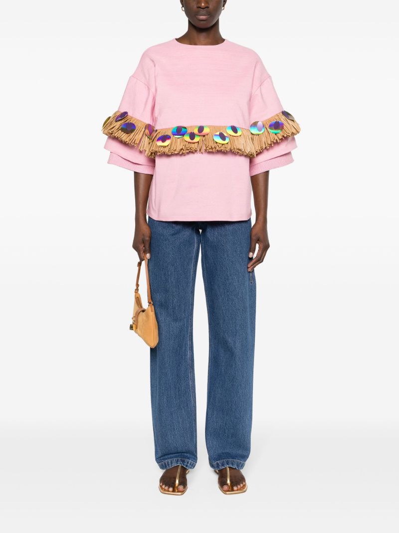 Pink Gambaga Kente Fringed T-shirt