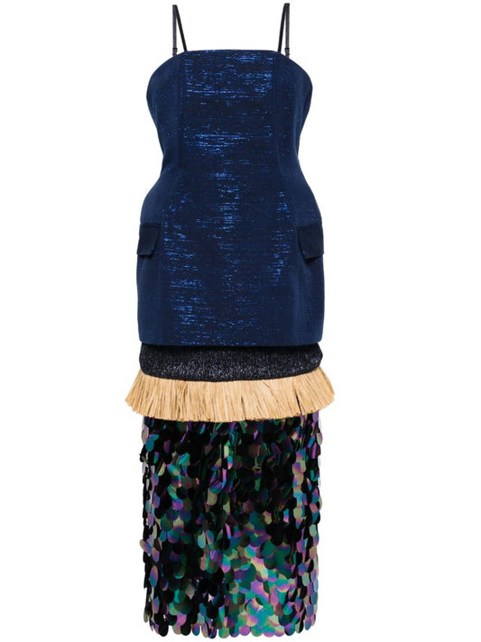 Blue Cynthia Petiole Kente Midi Dress
