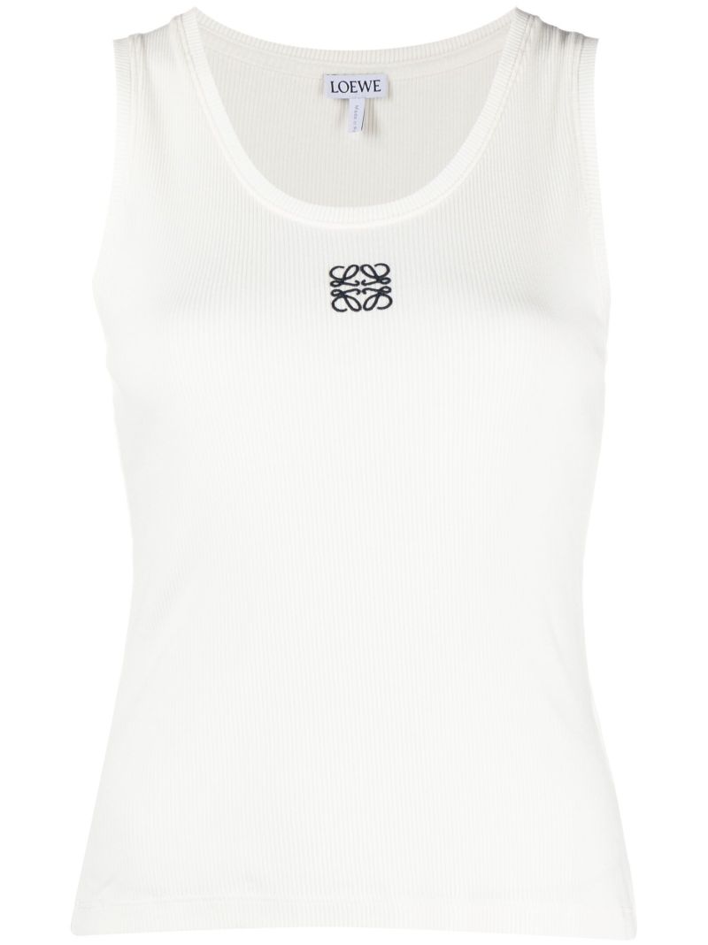 White Anagram Cotton Tank Top