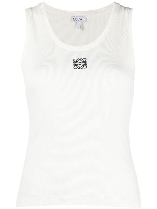 White Anagram Cotton Tank Top