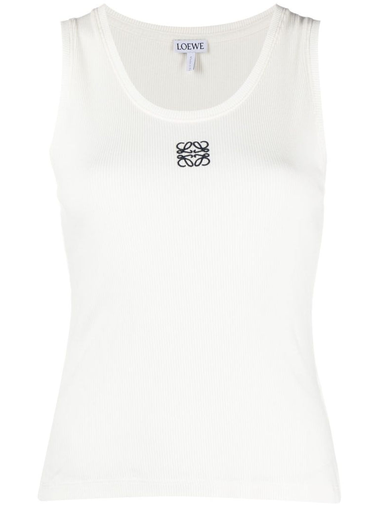 White Anagram Cotton Tank Top