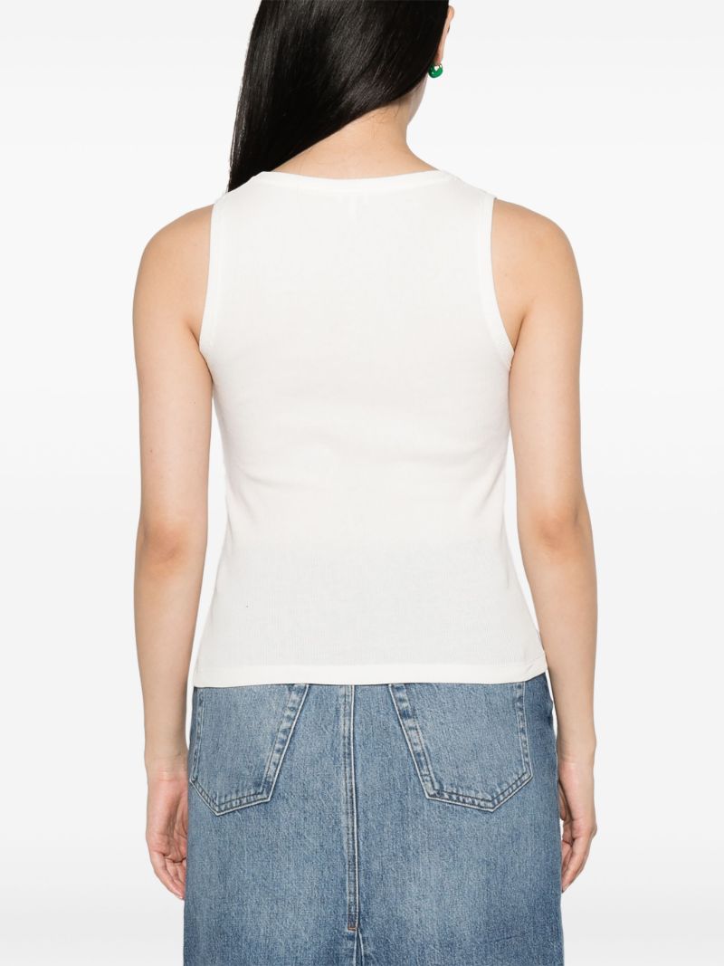 White Anagram Cotton Tank Top