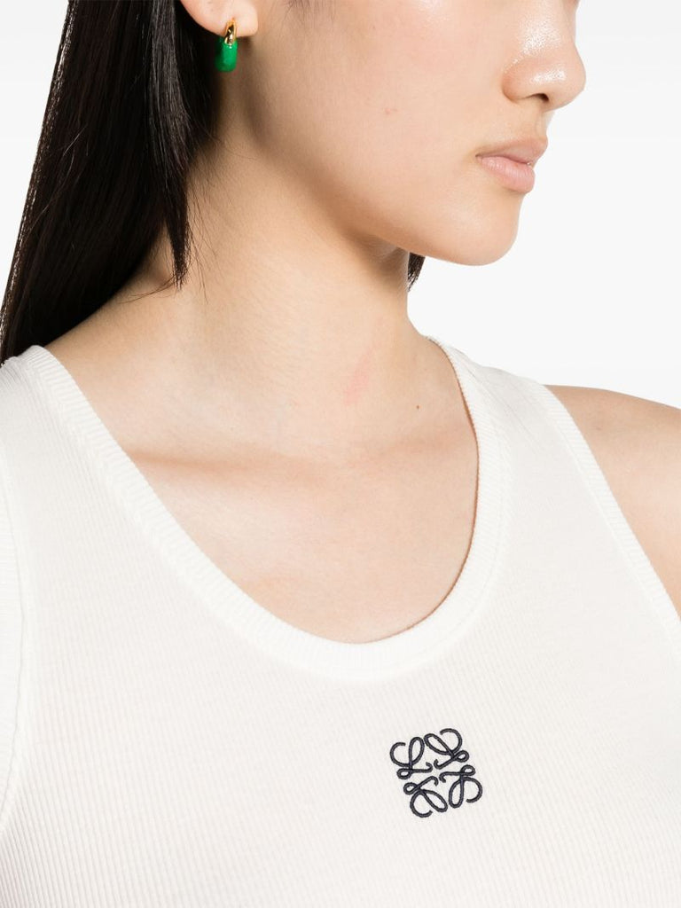 White Anagram Cotton Tank Top