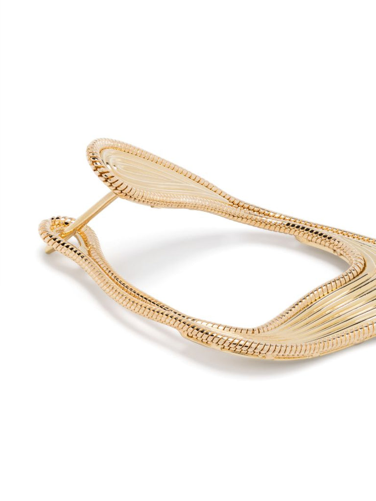 18k Yellow Gold Stream Lines Hoop Earrings