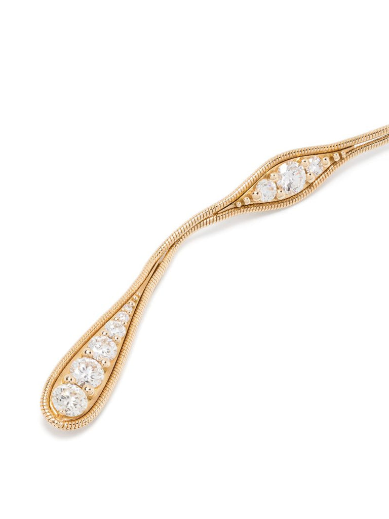 18k Yellow Gold Fluid Diamond Drop Earrings