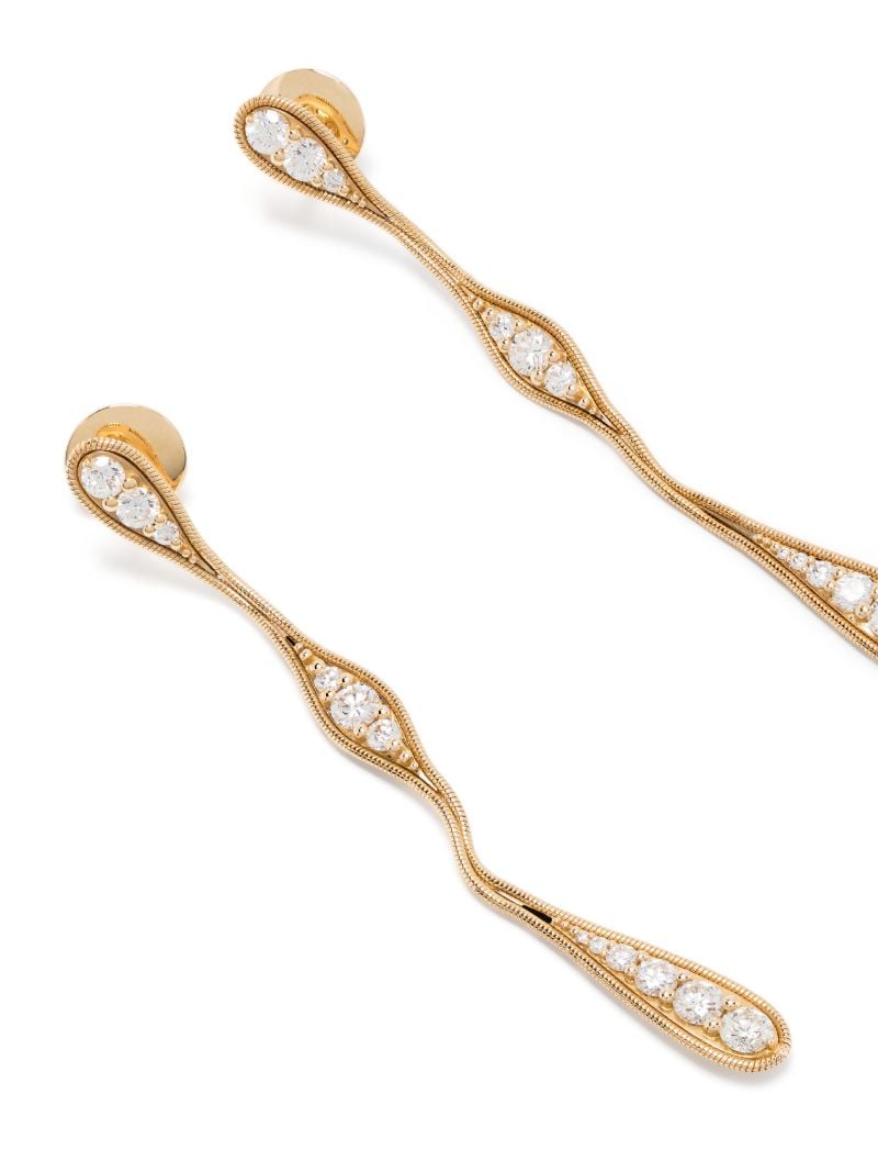18k Yellow Gold Fluid Diamond Drop Earrings