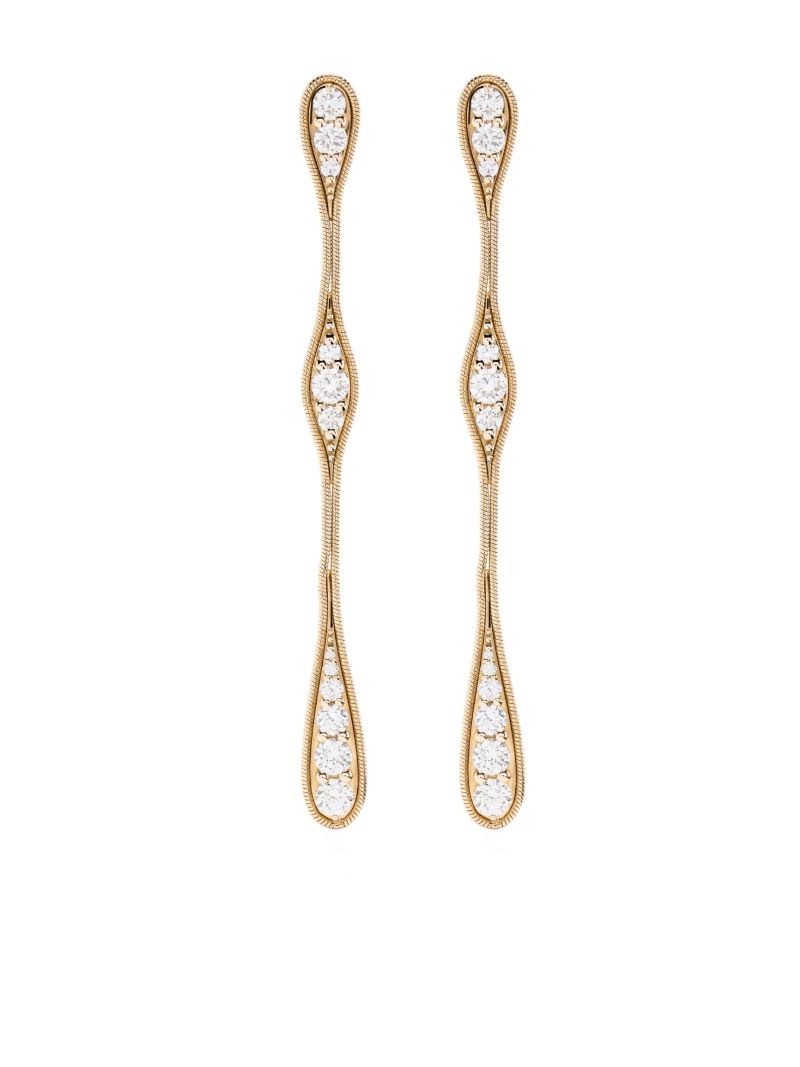 18k Yellow Gold Fluid Diamond Drop Earrings