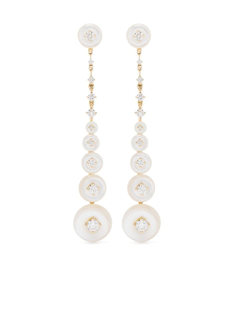 18k Yellow Gold Surrounding Diamond Drop Earrings