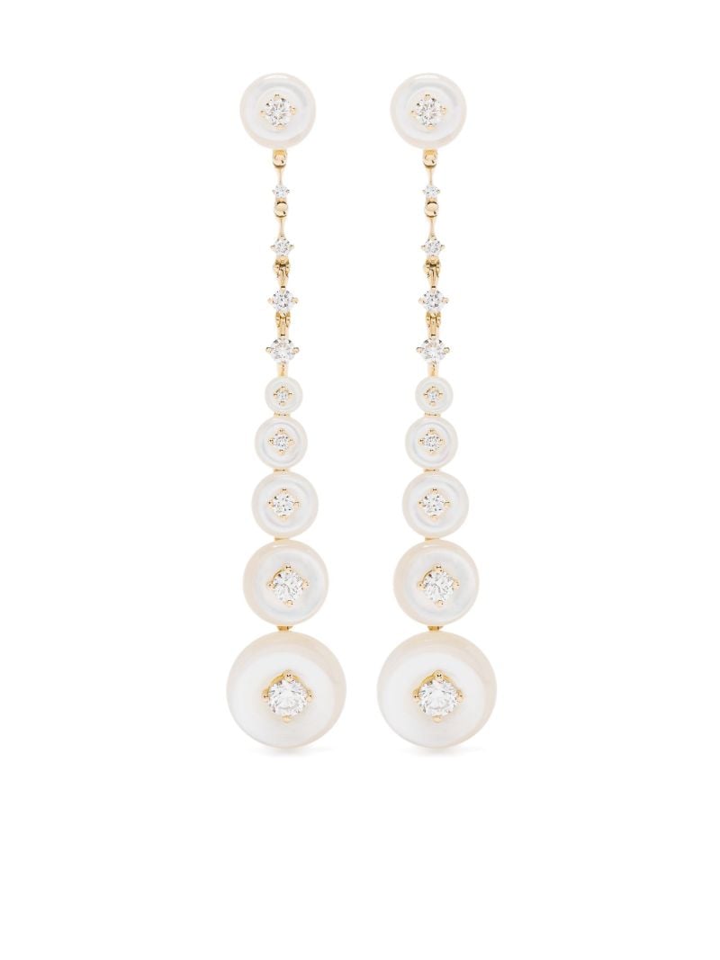 18k Yellow Gold Surrounding Diamond Drop Earrings