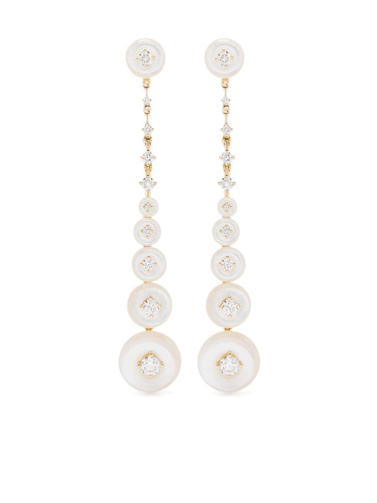 18k Yellow Gold Surrounding Diamond Drop Earrings