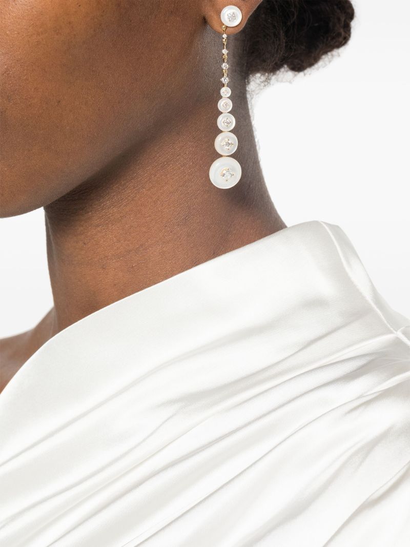 18k Yellow Gold Surrounding Diamond Drop Earrings