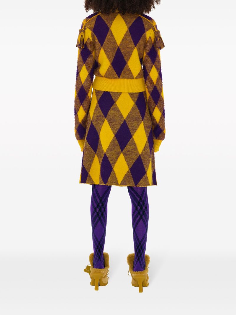 Yellow Argyle Wool Mini Skirt