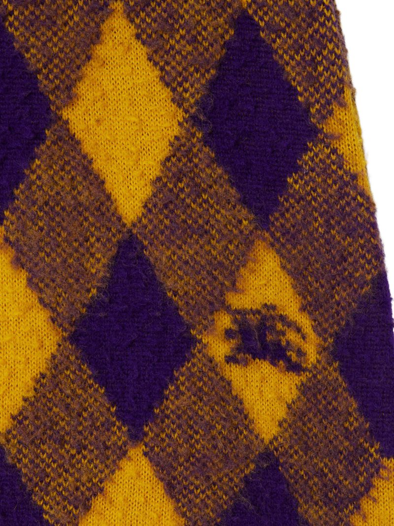 Yellow Argyle Wool Mini Skirt