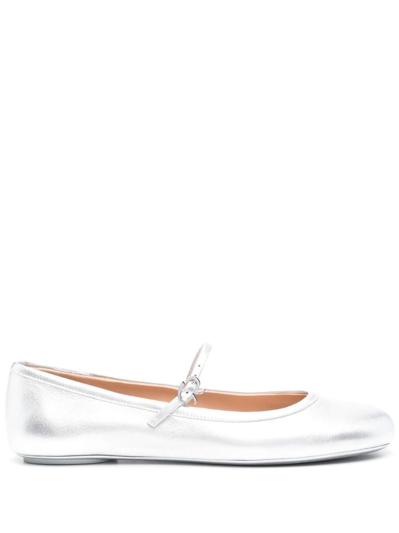 Silver-tone Carla Leather Ballet Flats