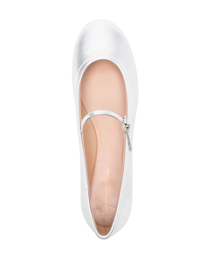 Silver-tone Carla Leather Ballet Flats