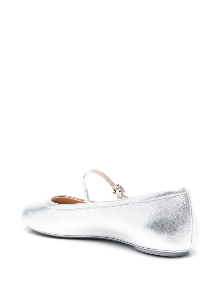 Silver-tone Carla Leather Ballet Flats