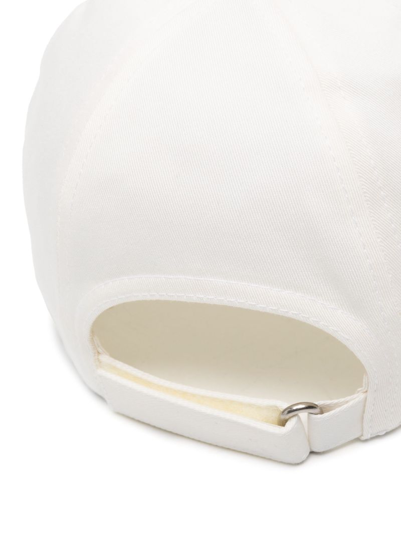 White Logo Print Cotton Cap