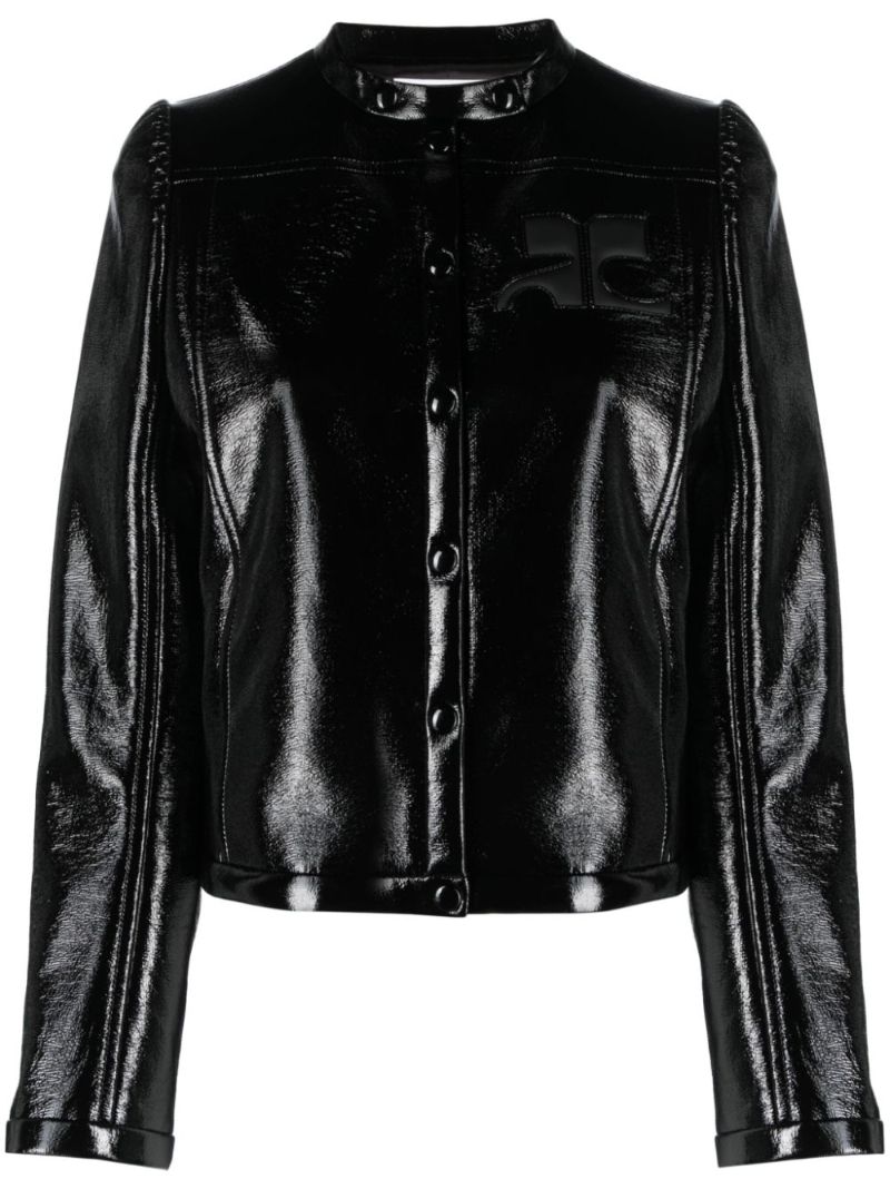 Black Iconic Vinyl Logo-appliquÃ© Jacket