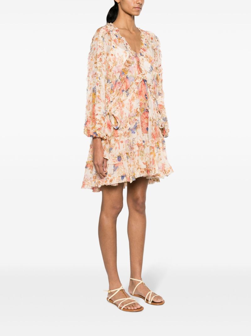 Neutral August Billow Frill Floral Mini Dress