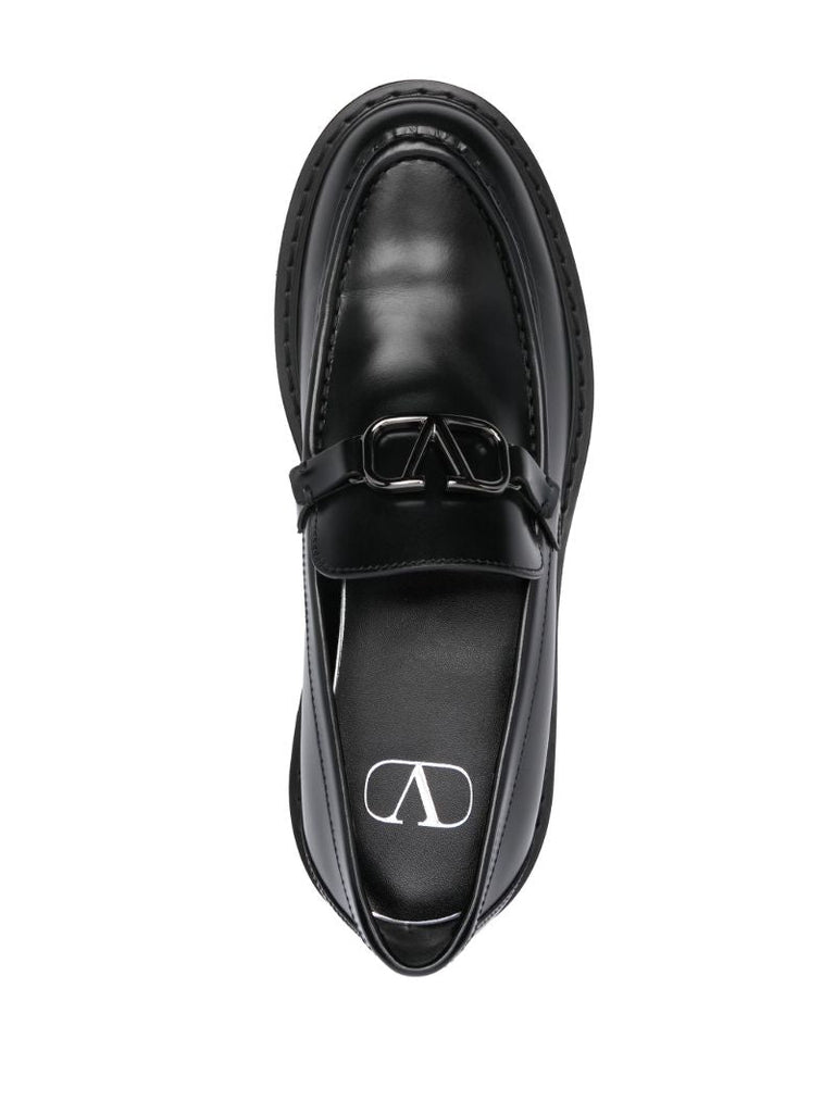 Black Vlogo Signature Leather Loafers