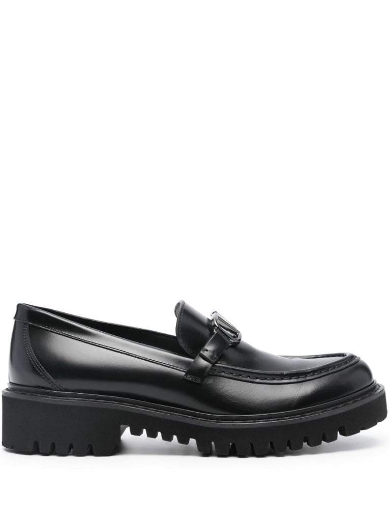 Black Vlogo Signature Leather Loafers