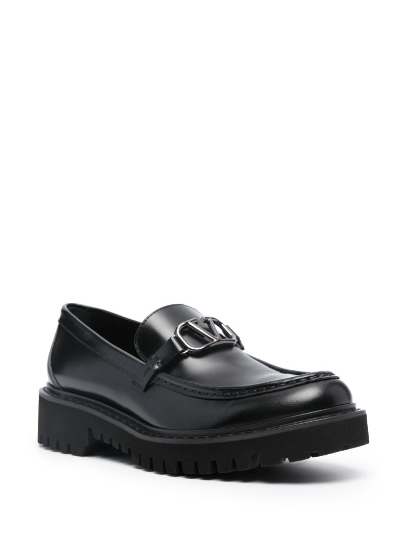 Black Vlogo Signature Leather Loafers