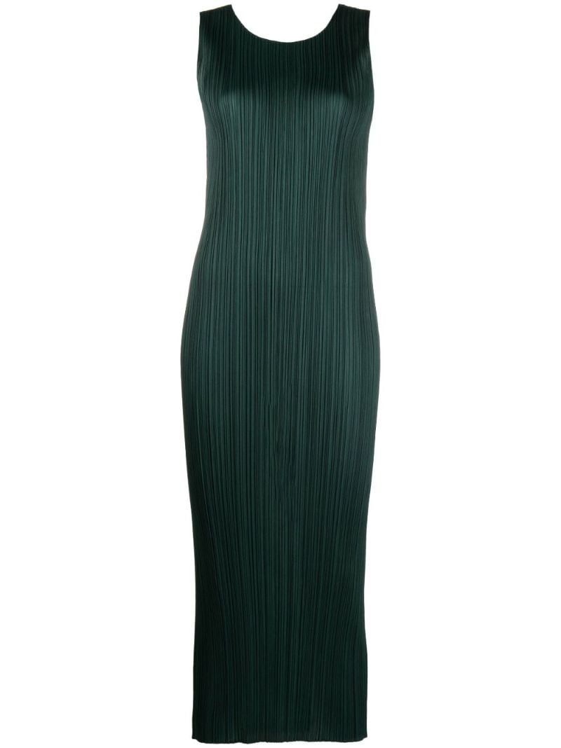 Green PlissÃ_x0083_Â© Sleeveless Midi Dress