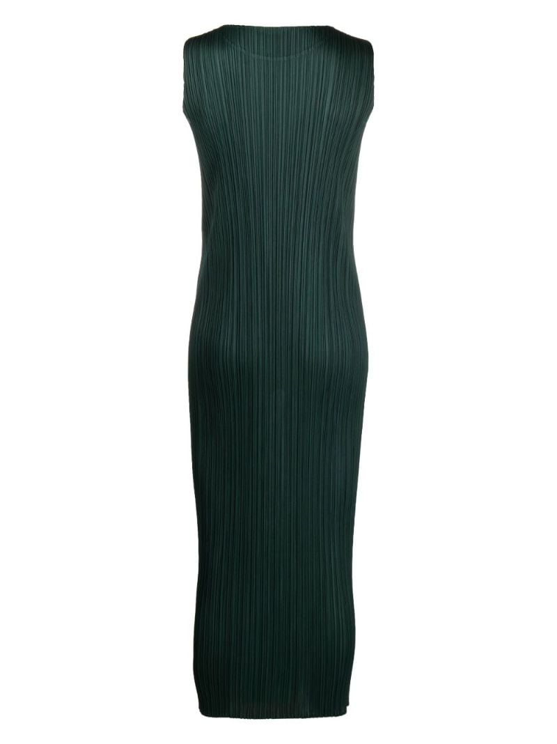 Green PlissÃ_x0083_Â© Sleeveless Midi Dress