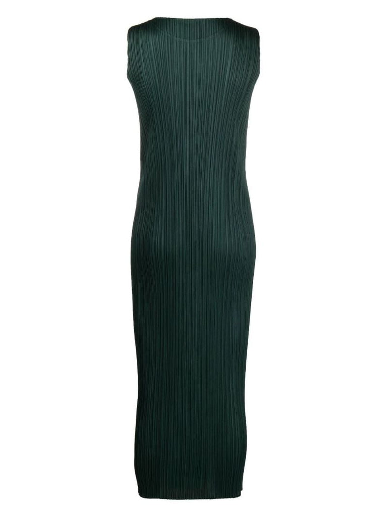 Green PlissÃ_x0083_Â© Sleeveless Midi Dress