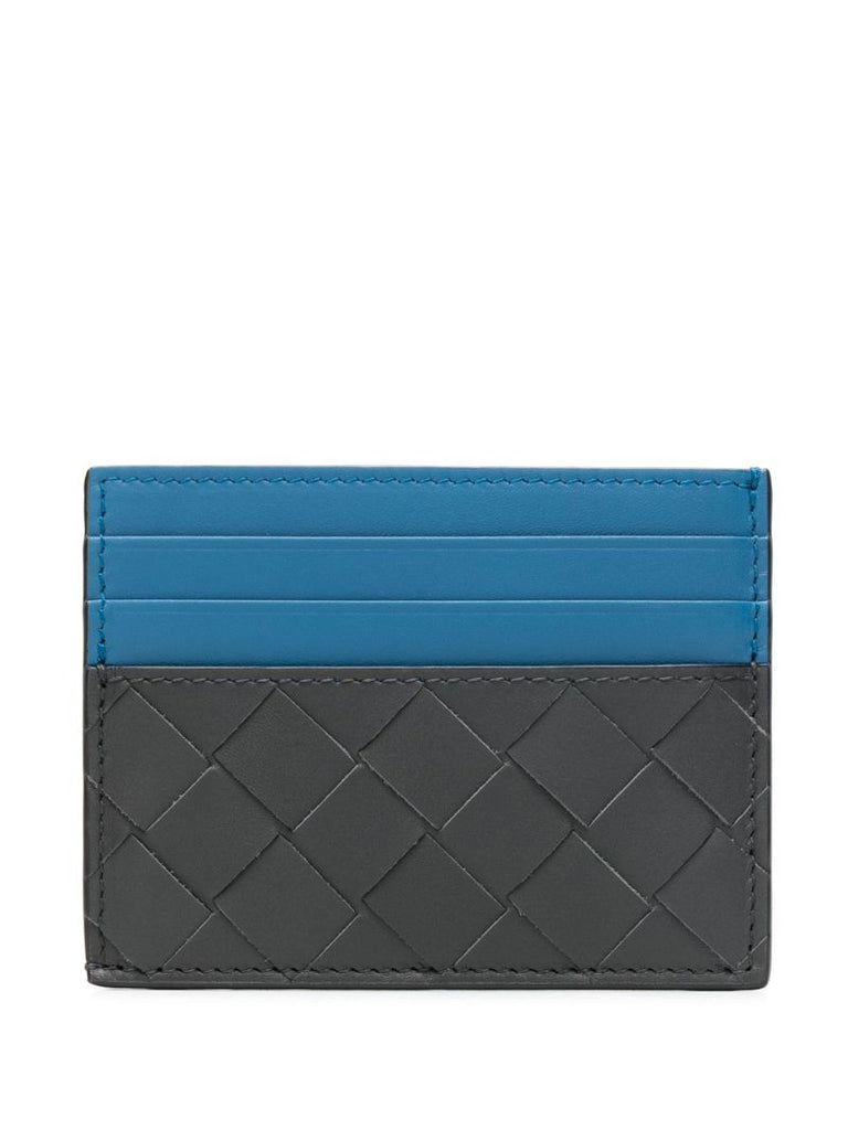 Grey Intrecciato Leather Cardholder