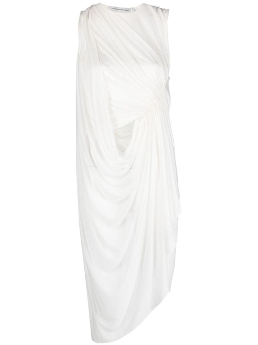 White Cut-out Draped Sleeveless Top