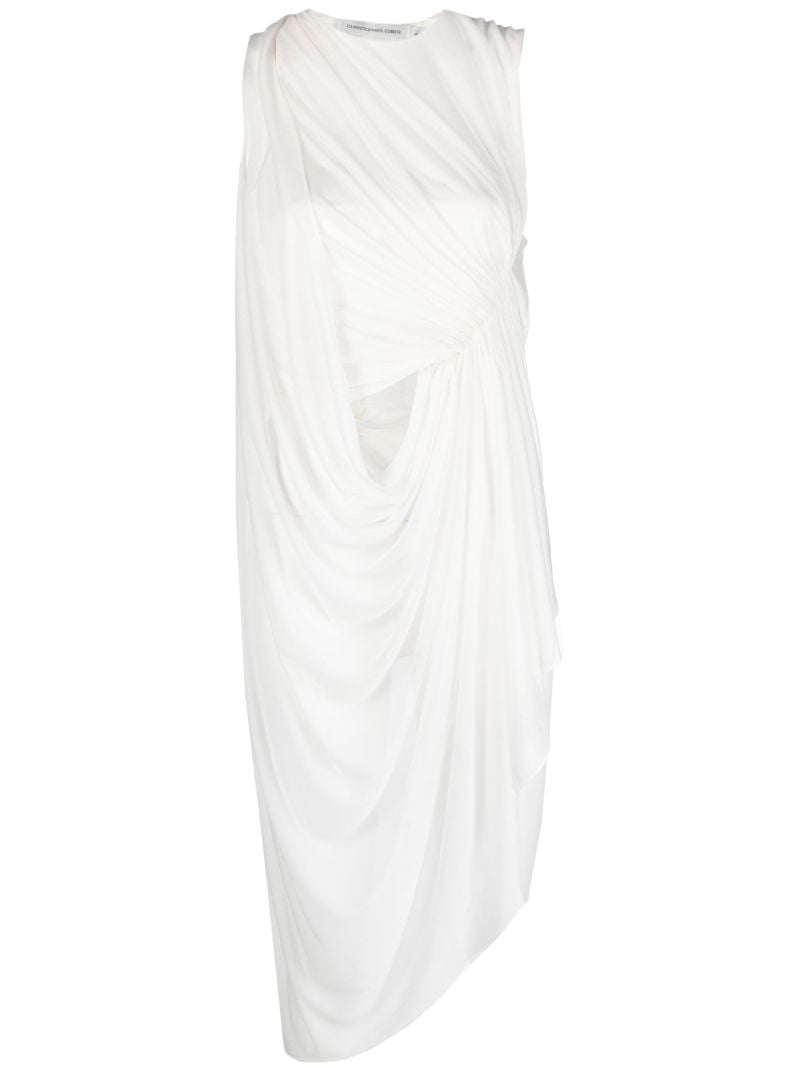 White Cut-out Draped Sleeveless Top
