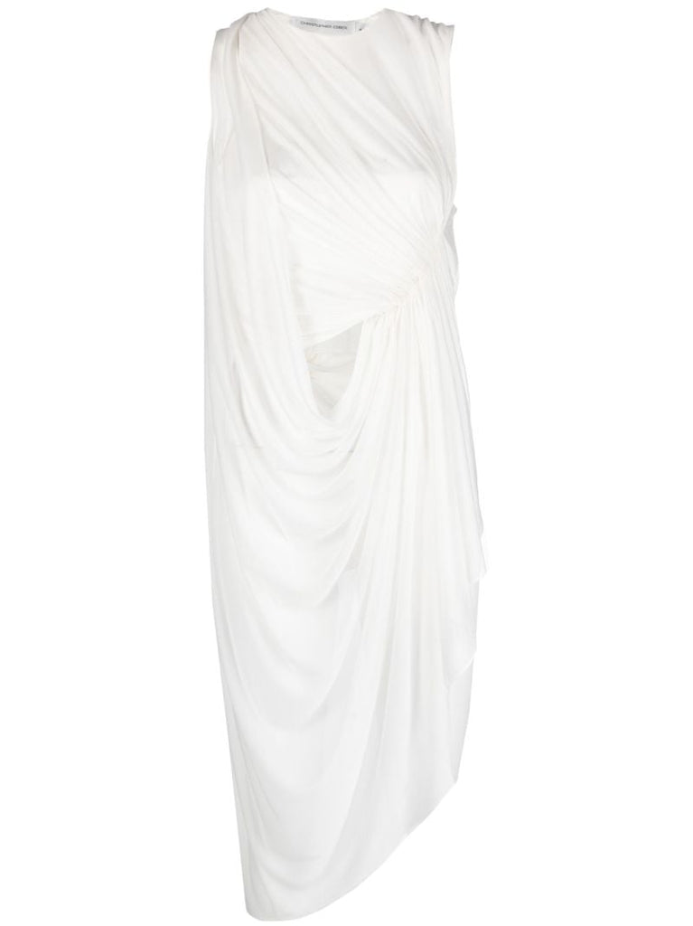 White Cut-out Draped Sleeveless Top