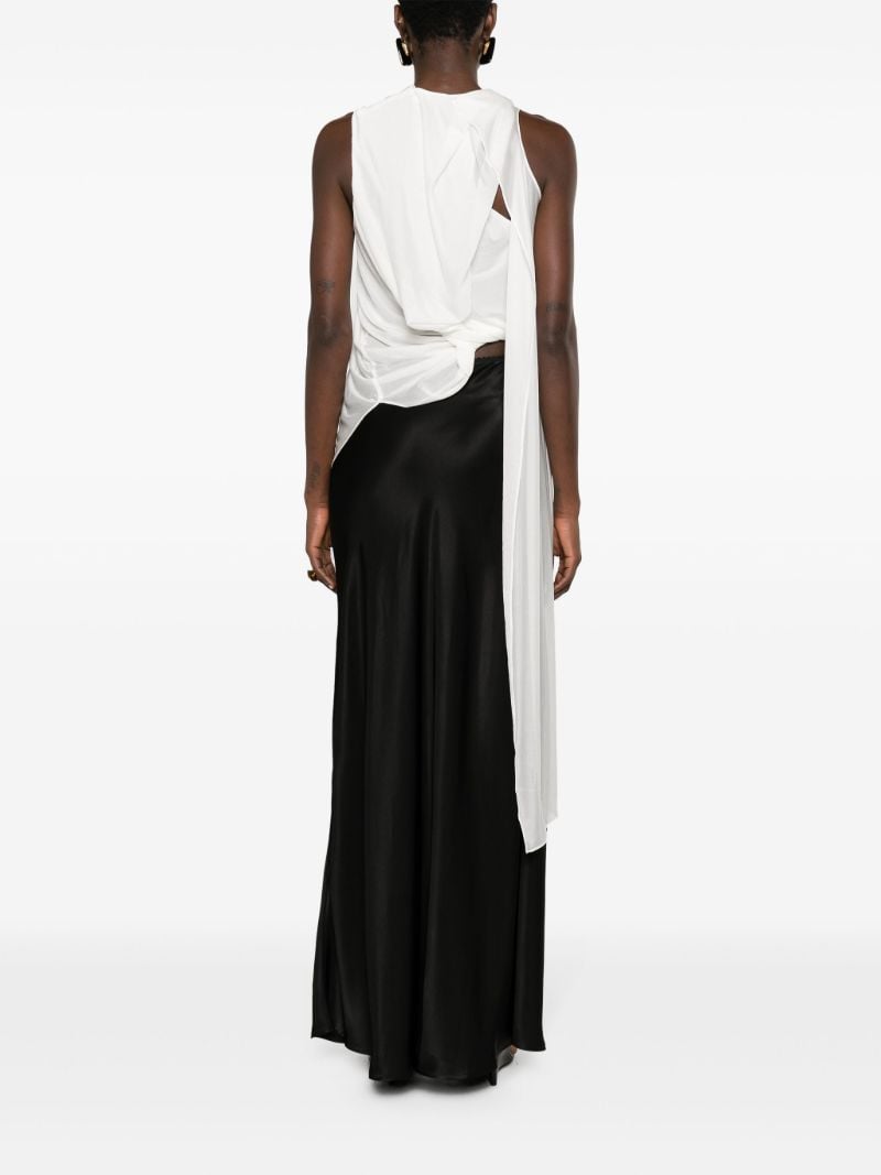 White Cut-out Draped Sleeveless Top