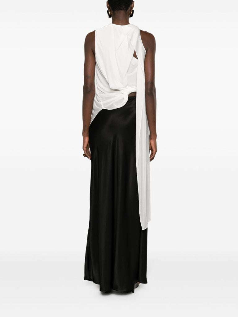 White Cut-out Draped Sleeveless Top