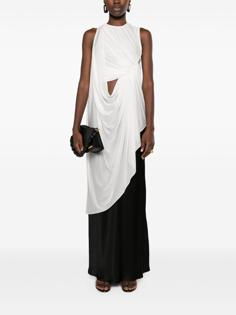 White Cut-out Draped Sleeveless Top