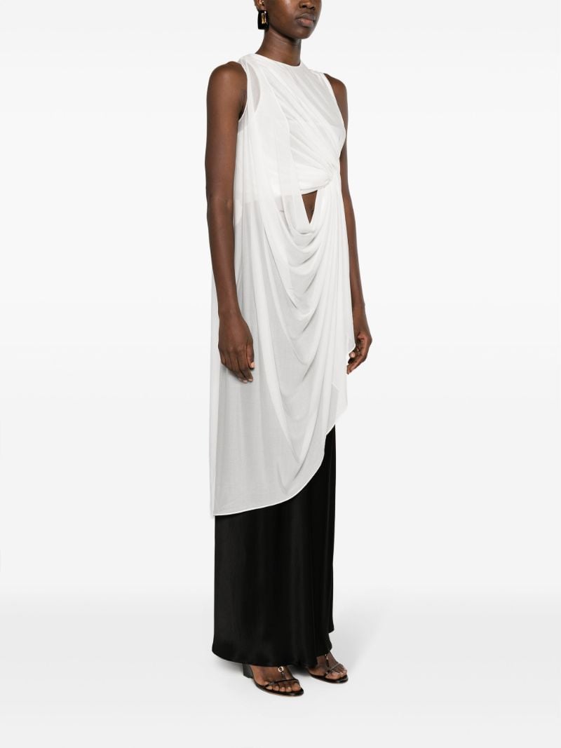 White Cut-out Draped Sleeveless Top