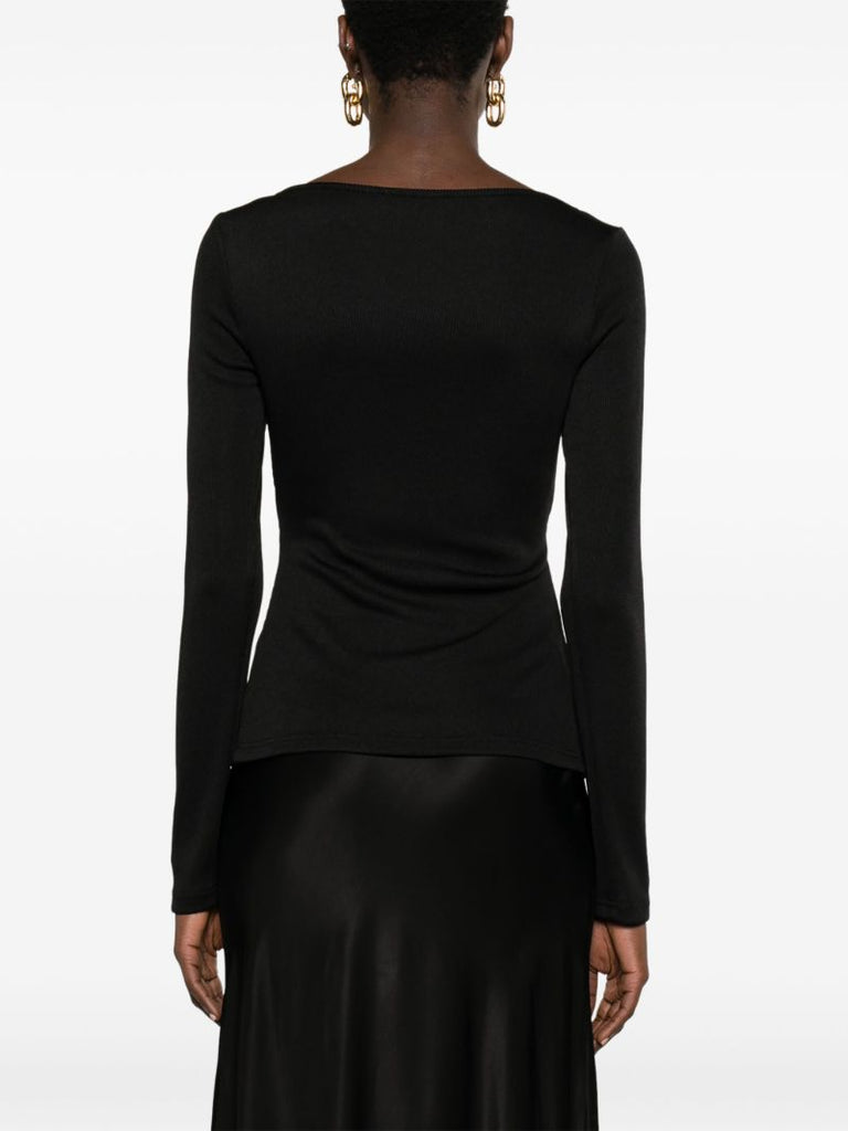 Black Callisto Gathered Cut-out Top