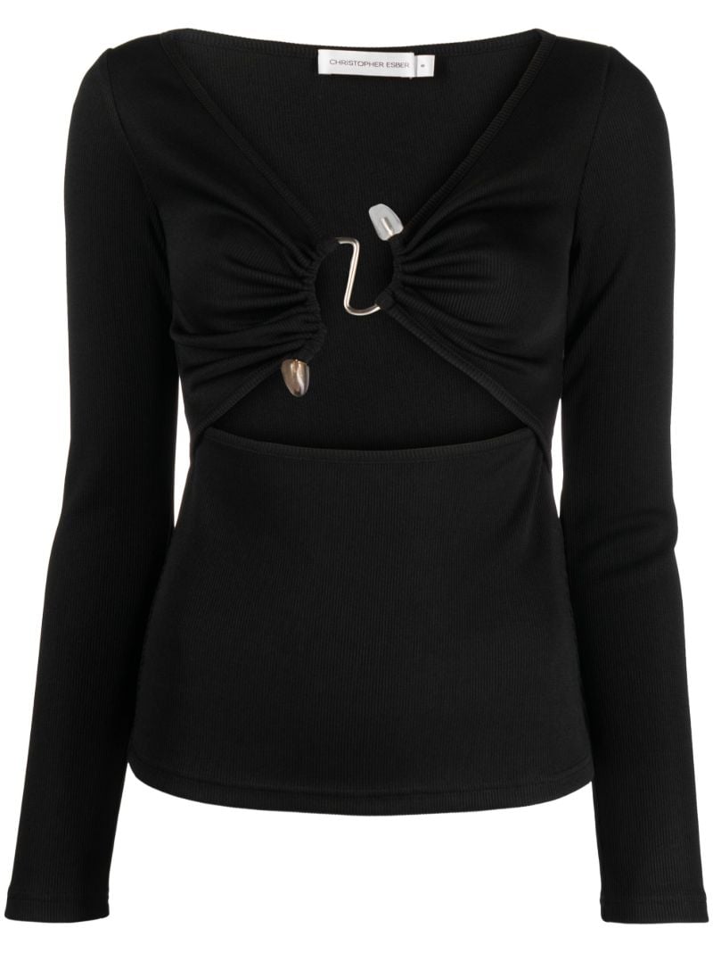 Black Callisto Gathered Cut-out Top