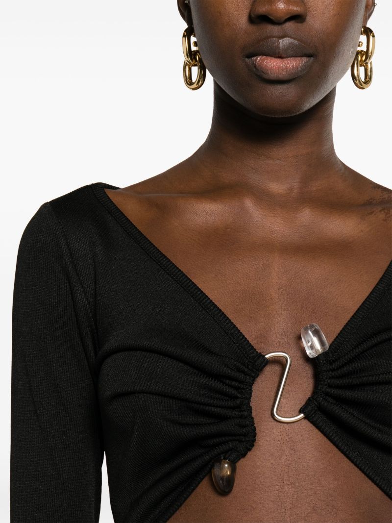 Black Callisto Gathered Cut-out Top