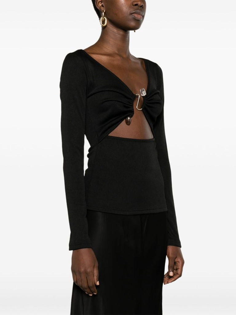 Black Callisto Gathered Cut-out Top