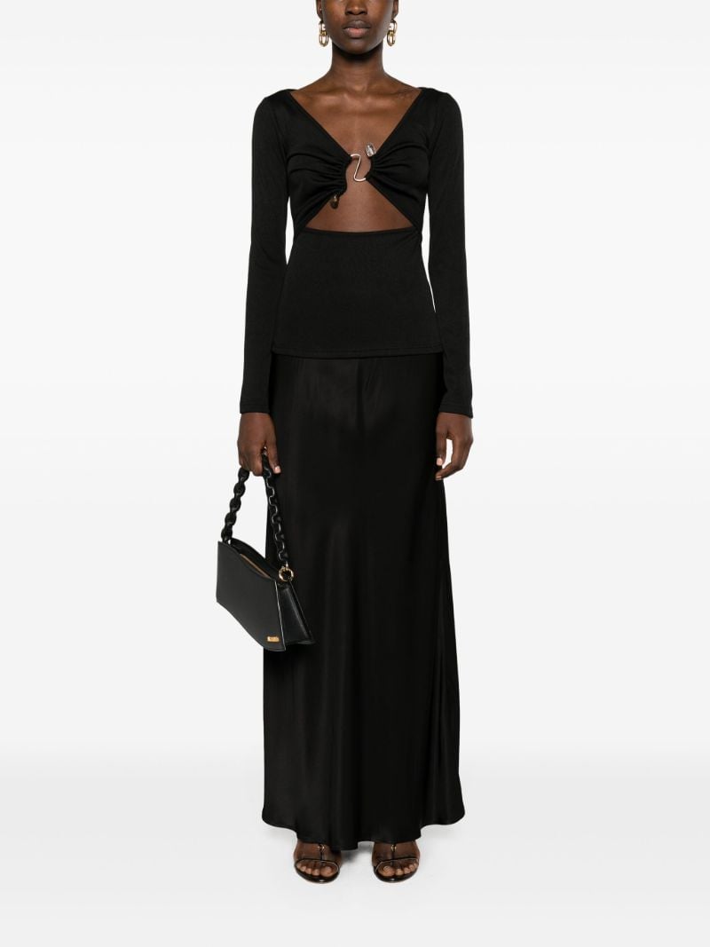 Black Callisto Gathered Cut-out Top