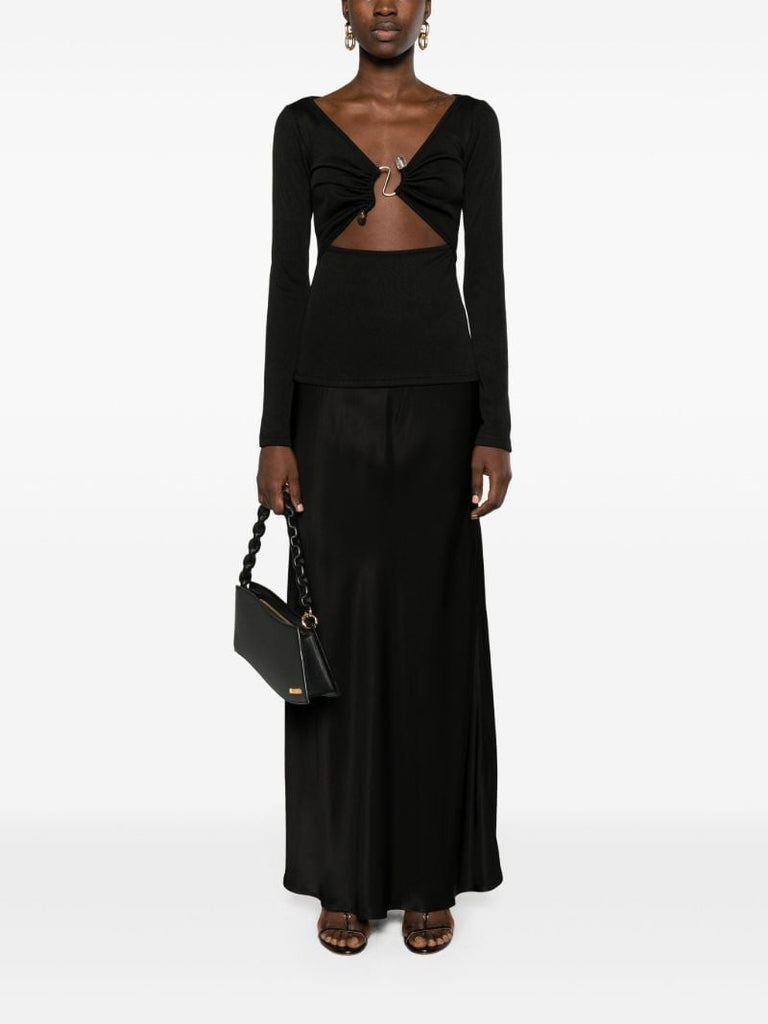 Black Callisto Gathered Cut-out Top