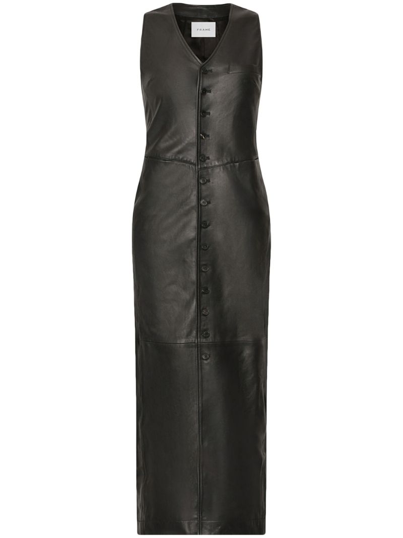 Black Leather Midi Dress