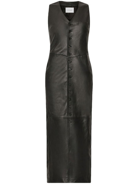 Black Leather Midi Dress